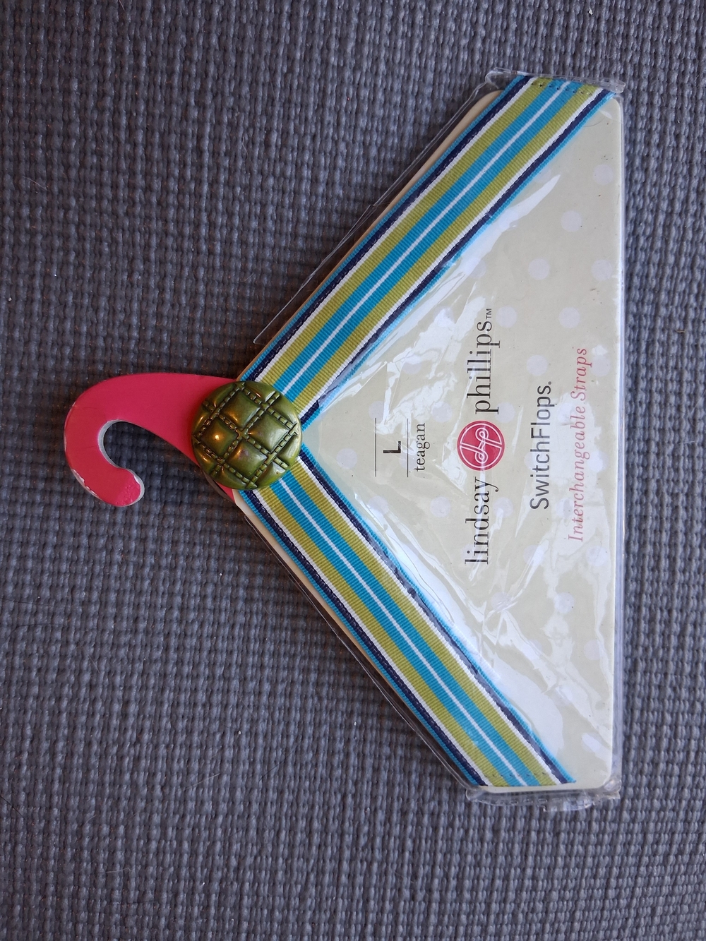 Lindsay Phillips Interchangeable Flip-Flop Straps in Blue Green Stripe
